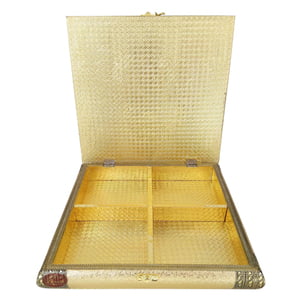Golden Artificial Leather finish, Wooden Handmade Rajwadi Chocolate Box